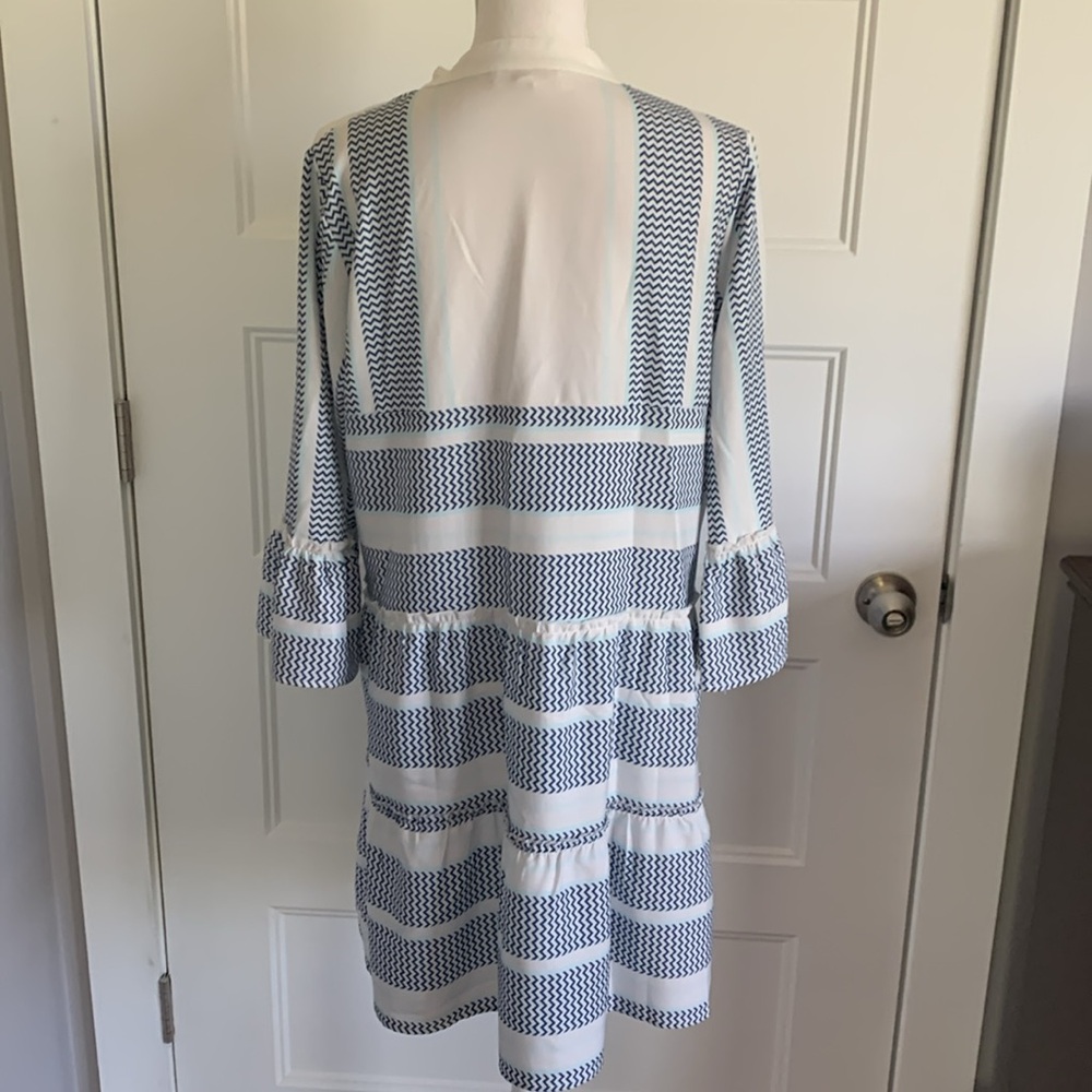 Mazik midi two tier blue & white dress size small - Picture 4 of 11